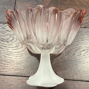 Mikasa Pink Ombre Frosted Glass Pedestal Dessert Compote